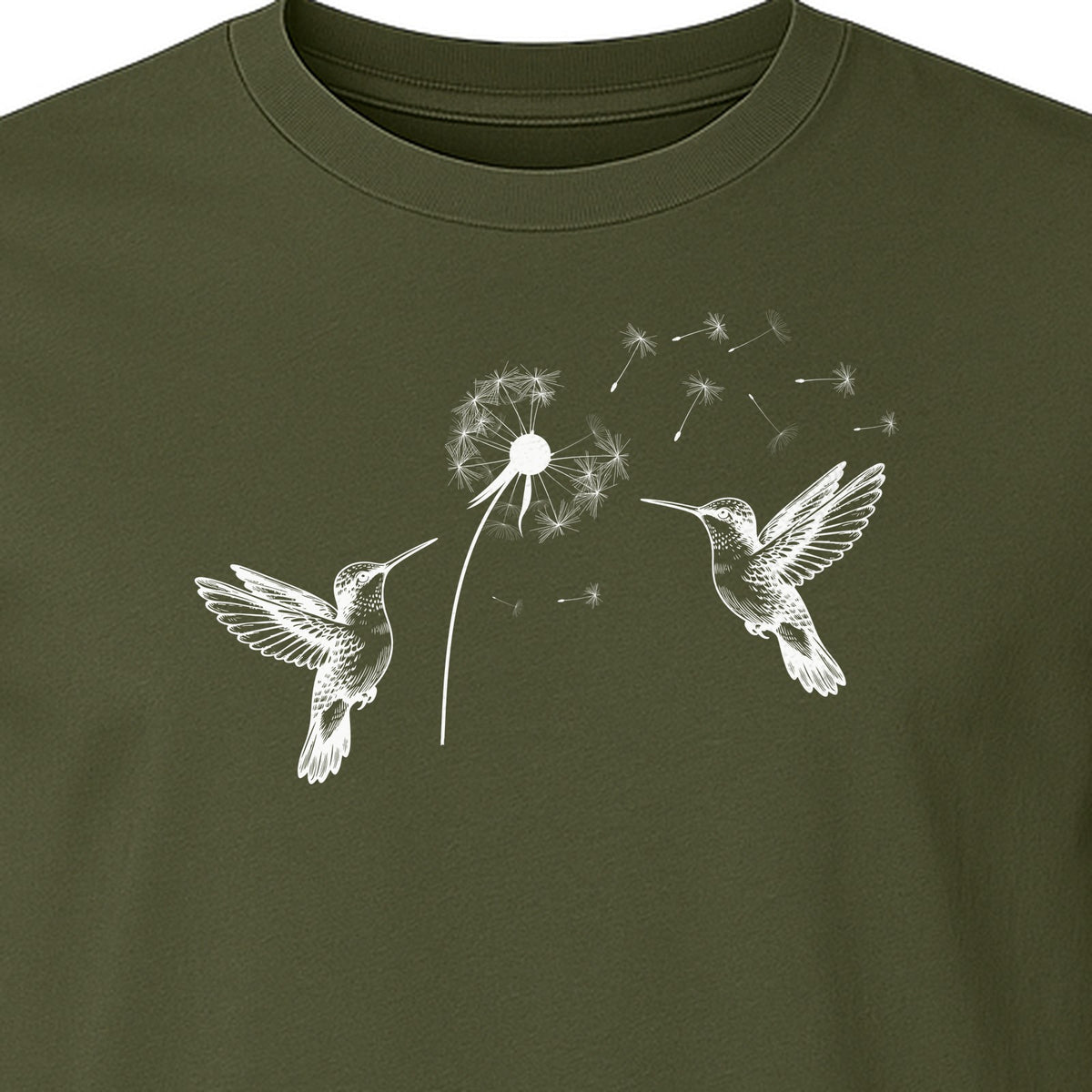 Hummingbird T-Shirt, Dandelion Flight Graphic for Birdwatchers and Nature Lovers