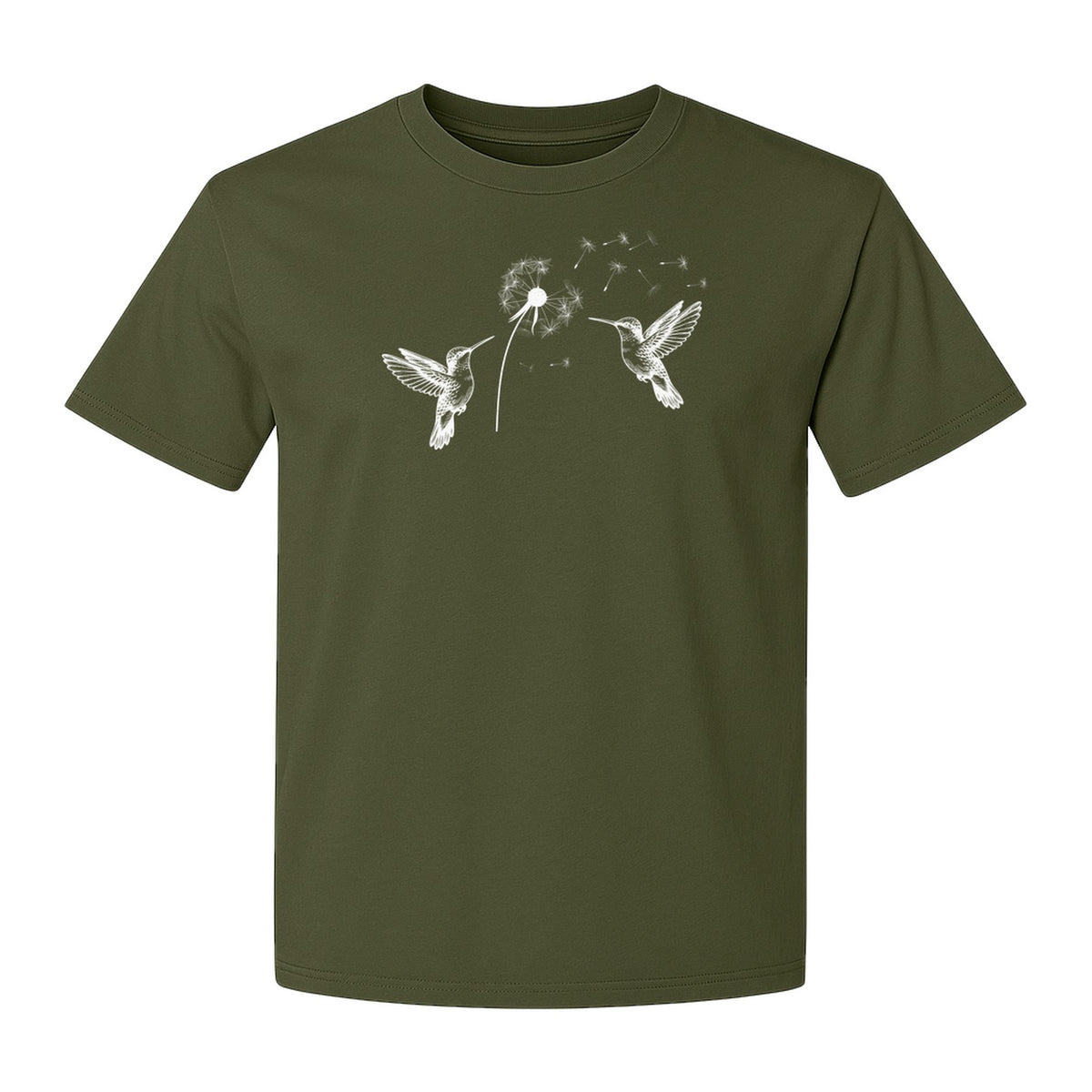 Hummingbird T-Shirt, Dandelion Flight Graphic for Birdwatchers and Nature Lovers