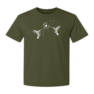 Hummingbird T-Shirt, Dandelion Flight Graphic for Birdwatchers and Nature Lovers
