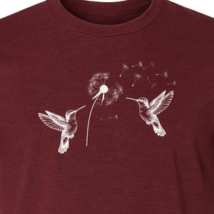 Hummingbird T-Shirt, Dandelion Flight Graphic for Birdwatchers and Nature Lovers