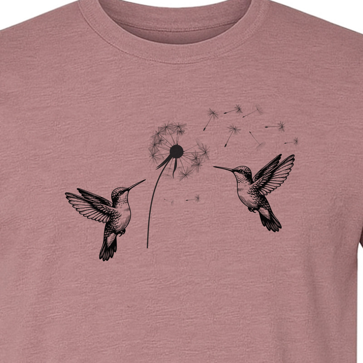 Hummingbird T-Shirt, Dandelion Flight Graphic for Birdwatchers and Nature Lovers