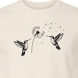 Hummingbird T-Shirt, Dandelion Flight Graphic for Birdwatchers and Nature Lovers