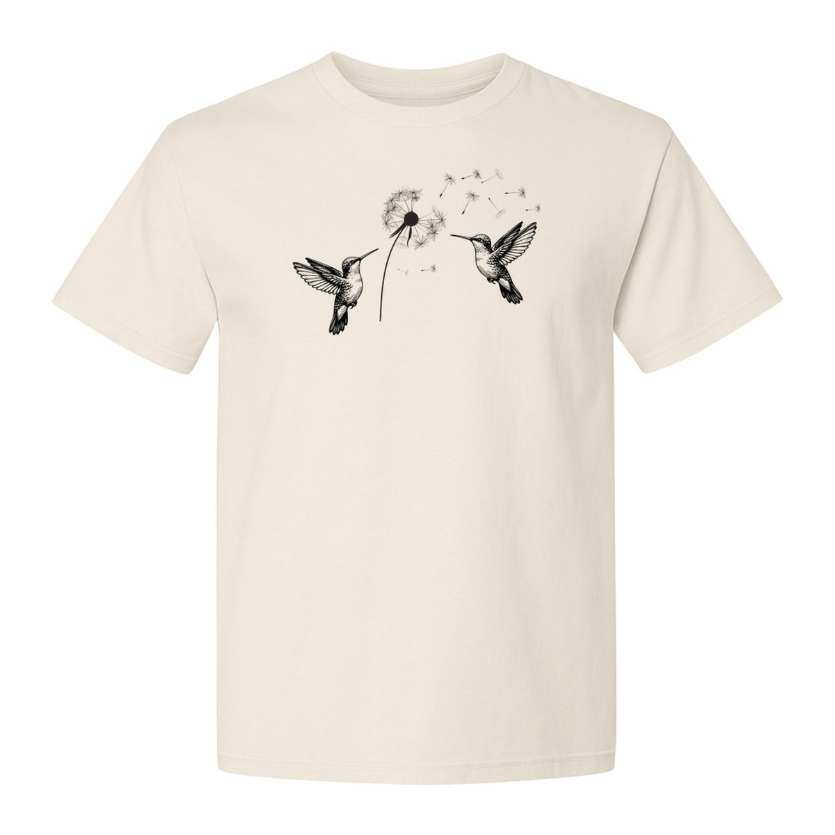 Hummingbird T-Shirt, Dandelion Flight Graphic for Birdwatchers and Nature Lovers