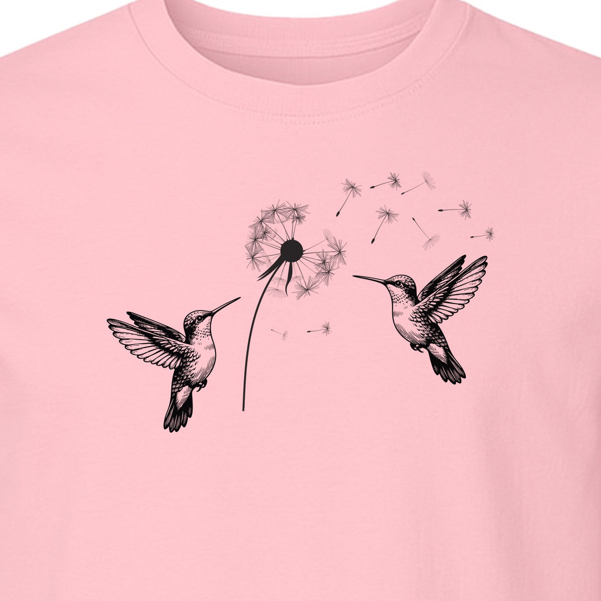 Hummingbird T-Shirt, Dandelion Flight Graphic for Birdwatchers and Nature Lovers