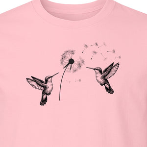 Hummingbird T-Shirt, Dandelion Flight Graphic for Birdwatchers and Nature Lovers