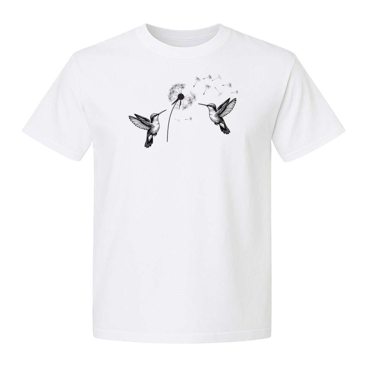 Hummingbird T-Shirt, Dandelion Flight Graphic for Birdwatchers and Nature Lovers