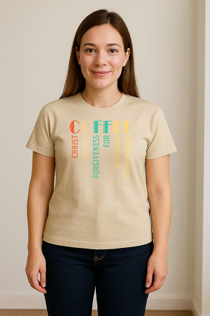 Christian Coffee T-Shirt, Christ Offers Forgiveness for Everyone Everywhere Faith Gift