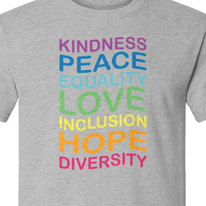 Inclusion Counts T-Shirt, Kindness Peace Equality Love Diversity Statement Design