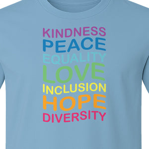 Inclusion Counts T-Shirt, Kindness Peace Equality Love Diversity Statement Design