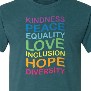 Inclusion Counts T-Shirt, Kindness Peace Equality Love Diversity Statement Design