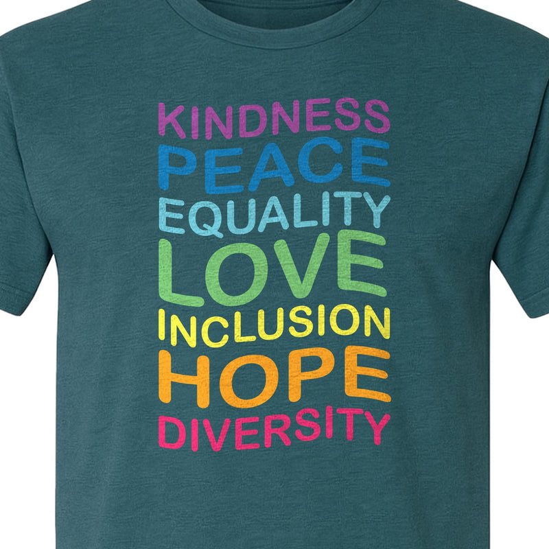 Inclusion Counts T-Shirt, Kindness Peace Equality Love Diversity Statement Design