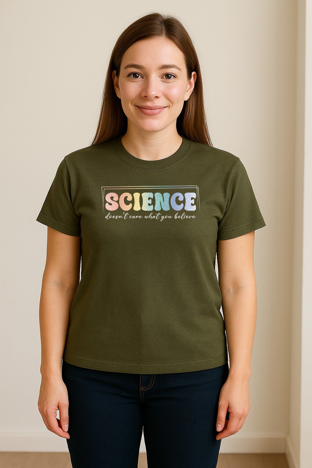 Science Doesn't Care What You Believe T-Shirt, Quote Design for Scientists, Educators and Researchers