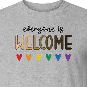 Everyone Is Welcome T-Shirt, Inclusive Heart Graphic Teacher Gift for Equality and Community