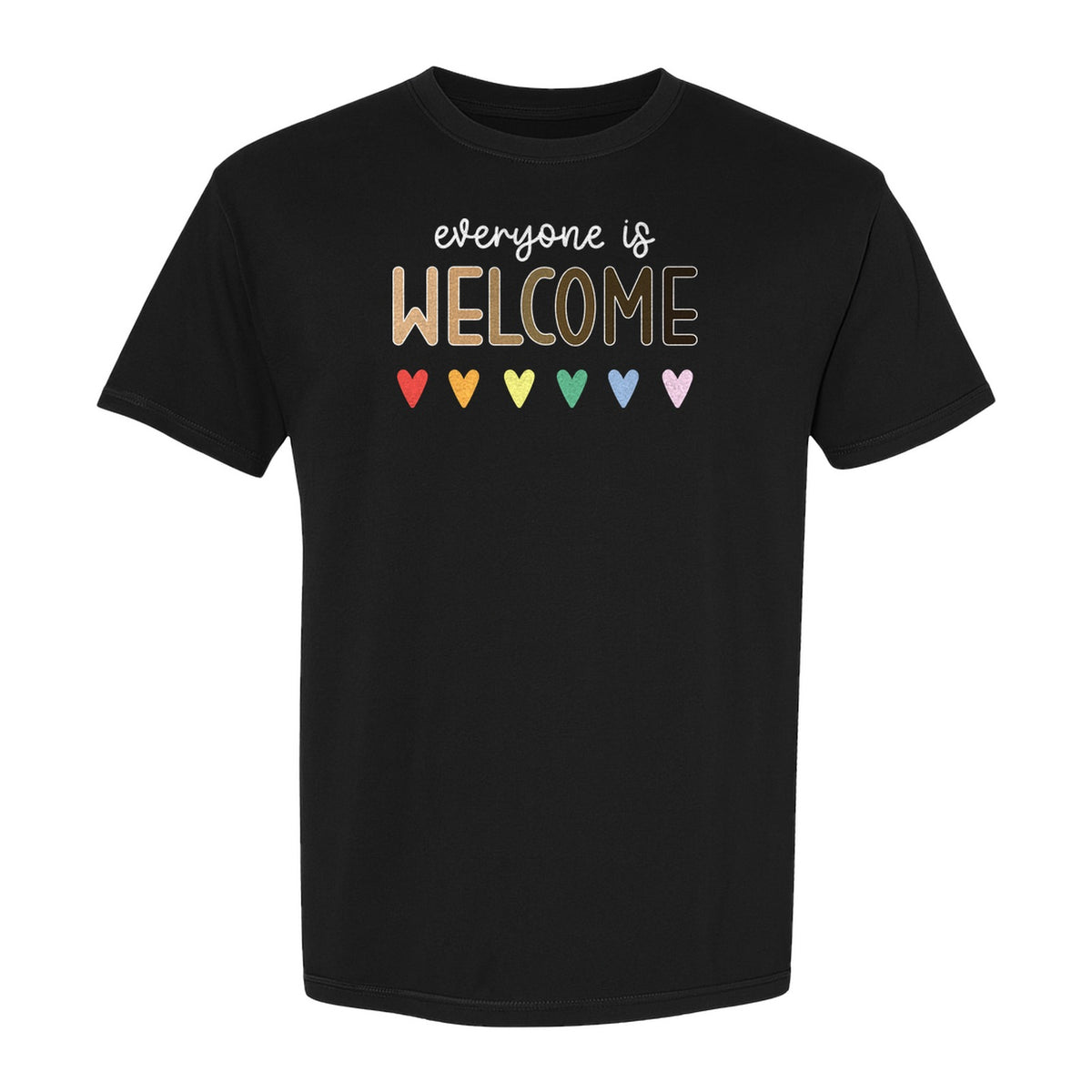 Everyone Is Welcome T-Shirt, Inclusive Heart Graphic Teacher Gift for Equality and Community