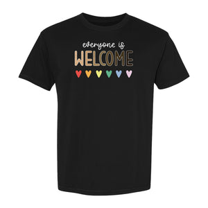 Everyone Is Welcome T-Shirt, Inclusive Heart Graphic Teacher Gift for Equality and Community