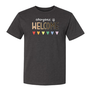 Everyone Is Welcome T-Shirt, Inclusive Heart Graphic Teacher Gift for Equality and Community
