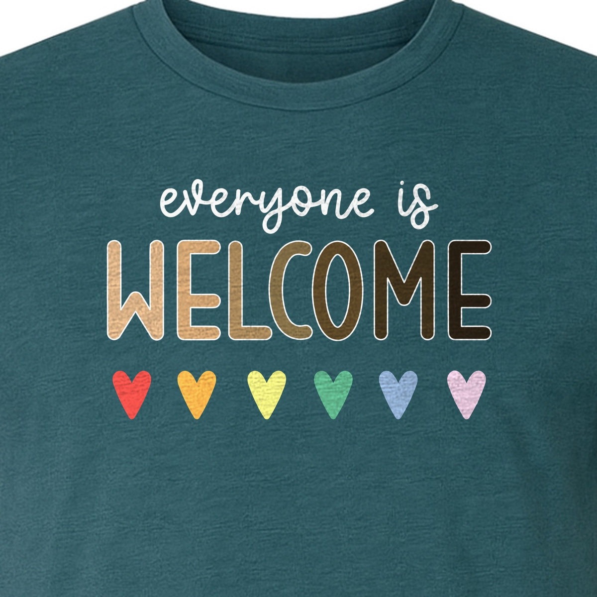 Everyone Is Welcome T-Shirt, Inclusive Heart Graphic Teacher Gift for Equality and Community