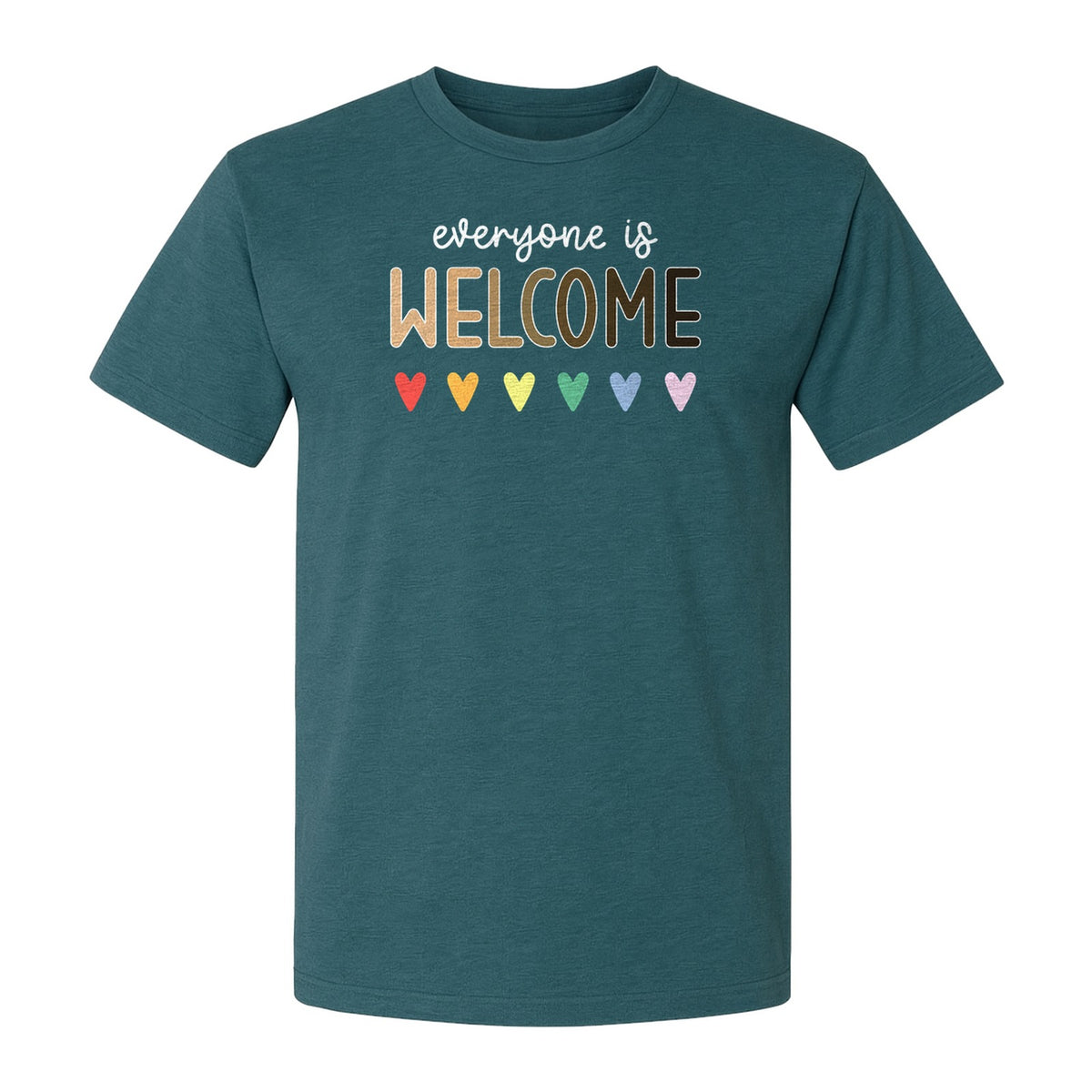 Everyone Is Welcome T-Shirt, Inclusive Heart Graphic Teacher Gift for Equality and Community