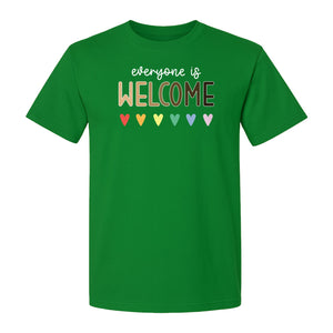 Everyone Is Welcome T-Shirt, Inclusive Heart Graphic Teacher Gift for Equality and Community