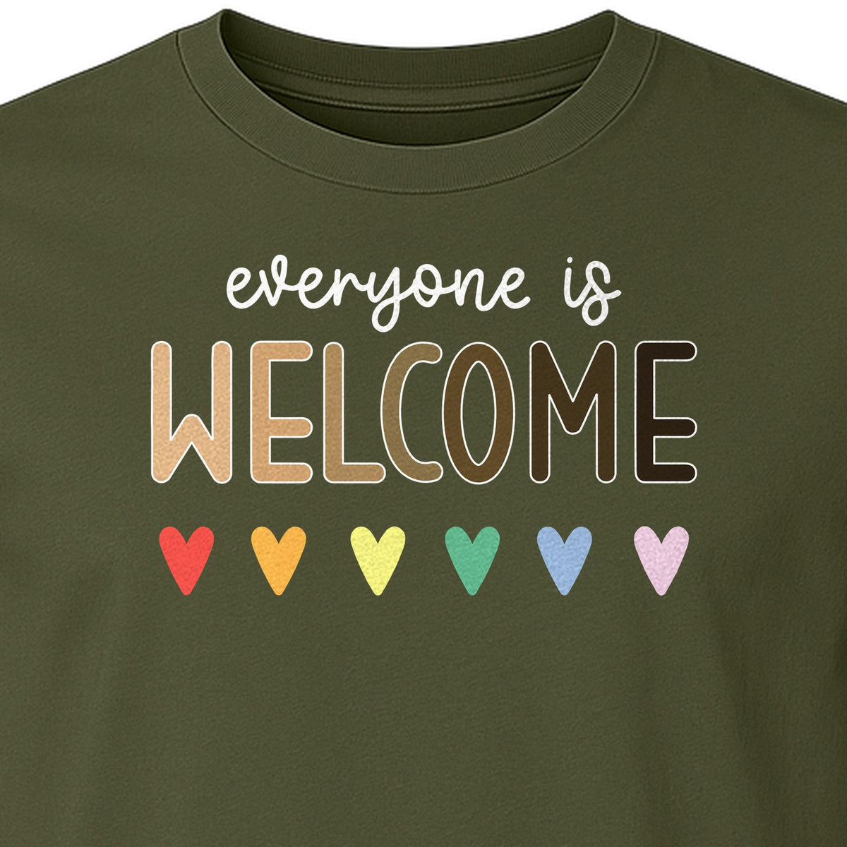 Everyone Is Welcome T-Shirt, Inclusive Heart Graphic Teacher Gift for Equality and Community