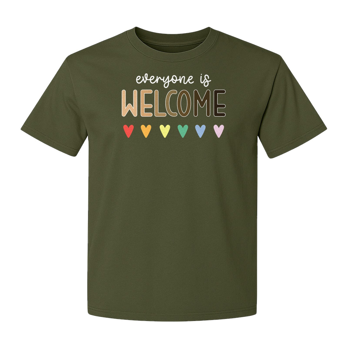 Everyone Is Welcome T-Shirt, Inclusive Heart Graphic Teacher Gift for Equality and Community