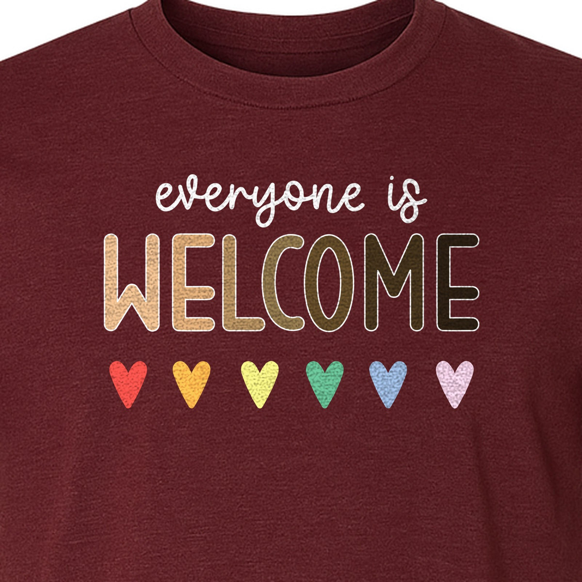 Everyone Is Welcome T-Shirt, Inclusive Heart Graphic Teacher Gift for Equality and Community