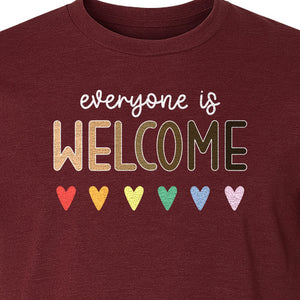 Everyone Is Welcome T-Shirt, Inclusive Heart Graphic Teacher Gift for Equality and Community