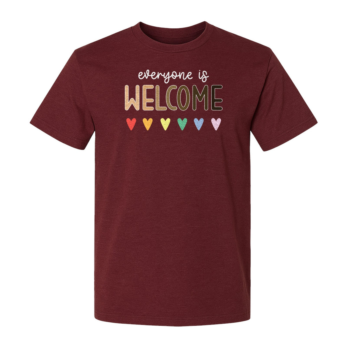Everyone Is Welcome T-Shirt, Inclusive Heart Graphic Teacher Gift for Equality and Community