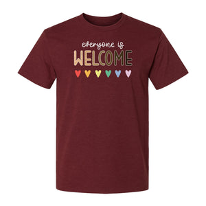 Everyone Is Welcome T-Shirt, Inclusive Heart Graphic Teacher Gift for Equality and Community