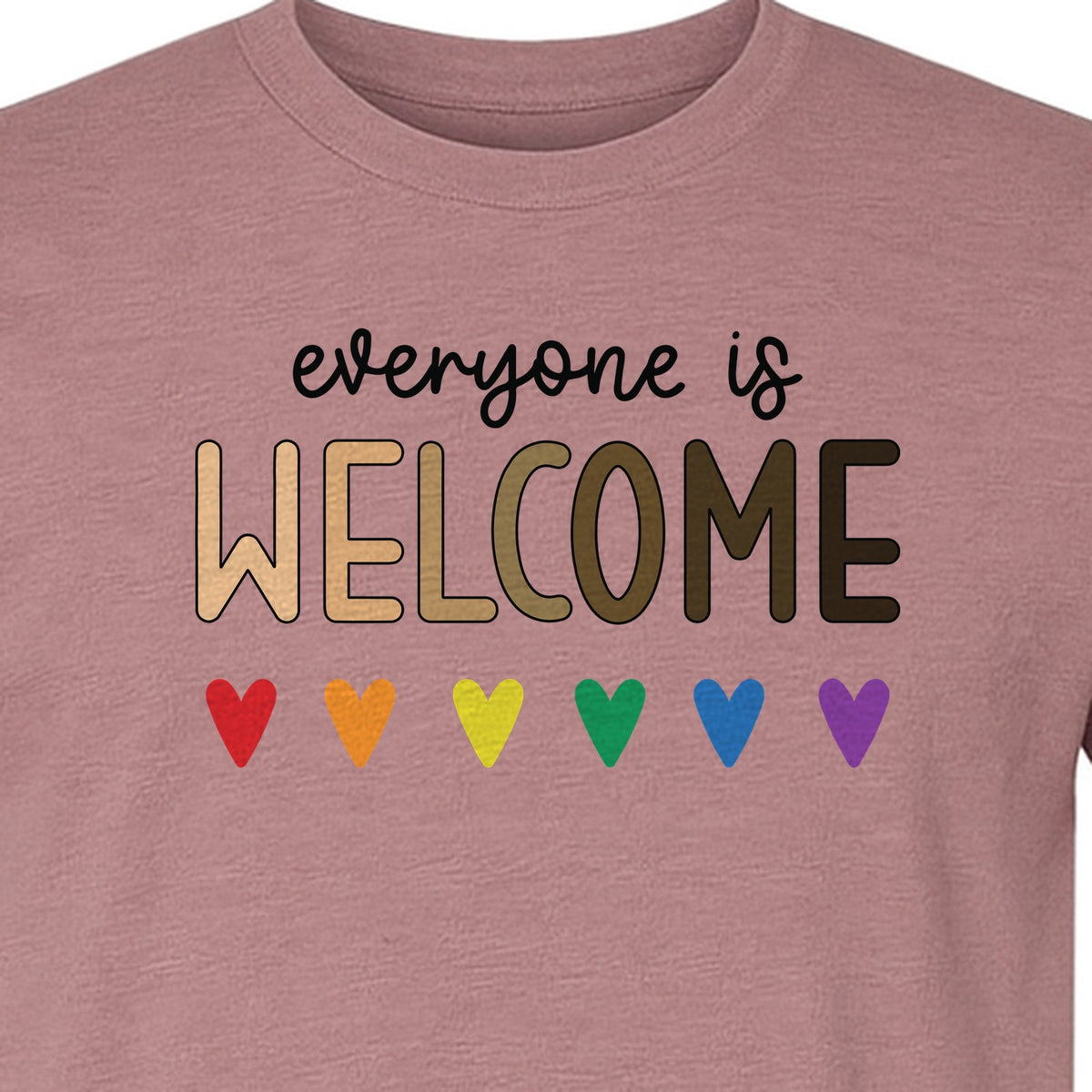Everyone Is Welcome T-Shirt, Inclusive Heart Graphic Teacher Gift for Equality and Community