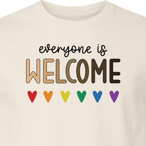 Everyone Is Welcome T-Shirt, Inclusive Heart Graphic Teacher Gift for Equality and Community