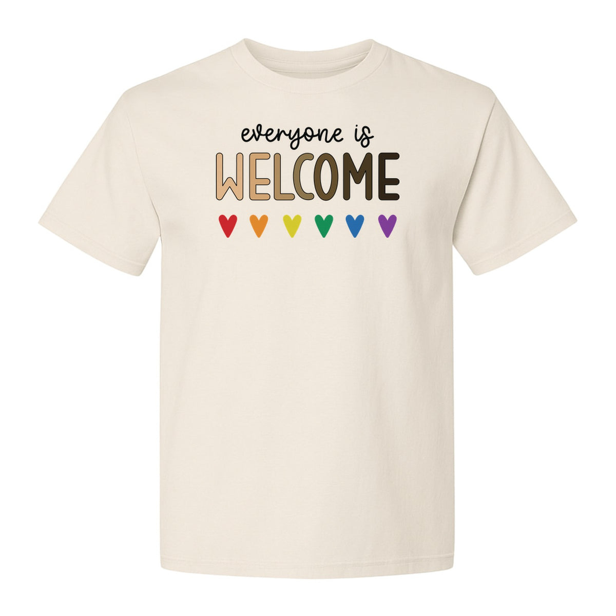 Everyone Is Welcome T-Shirt, Inclusive Heart Graphic Teacher Gift for Equality and Community