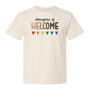 Everyone Is Welcome T-Shirt, Inclusive Heart Graphic Teacher Gift for Equality and Community