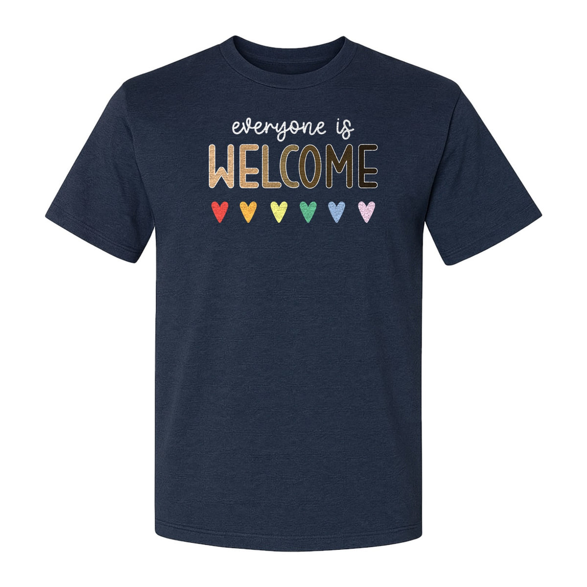 Everyone Is Welcome T-Shirt, Inclusive Heart Graphic Teacher Gift for Equality and Community