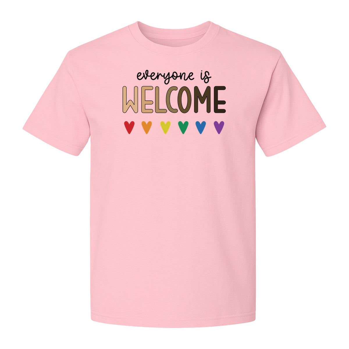 Everyone Is Welcome T-Shirt, Inclusive Heart Graphic Teacher Gift for Equality and Community