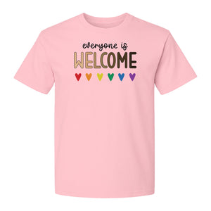 Everyone Is Welcome T-Shirt, Inclusive Heart Graphic Teacher Gift for Equality and Community