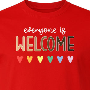 Everyone Is Welcome T-Shirt, Inclusive Heart Graphic Teacher Gift for Equality and Community