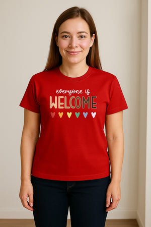 Everyone Is Welcome T-Shirt, Inclusive Heart Graphic Teacher Gift for Equality and Community