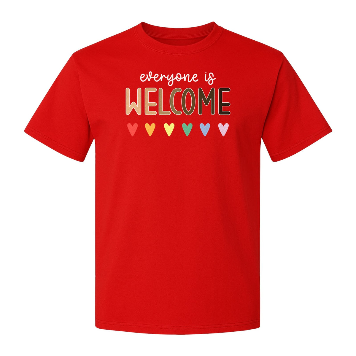 Everyone Is Welcome T-Shirt, Inclusive Heart Graphic Teacher Gift for Equality and Community