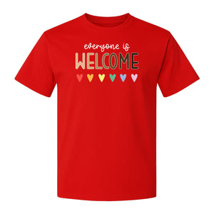 Everyone Is Welcome T-Shirt, Inclusive Heart Graphic Teacher Gift for Equality and Community
