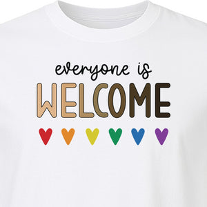 Everyone Is Welcome T-Shirt, Inclusive Heart Graphic Teacher Gift for Equality and Community