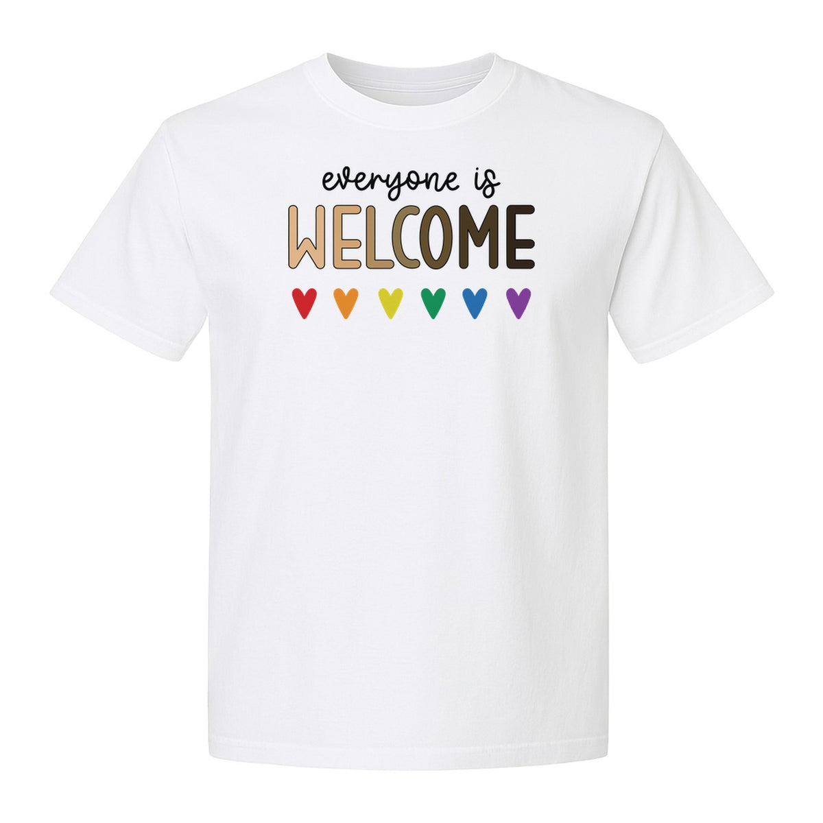 Everyone Is Welcome T-Shirt, Inclusive Heart Graphic Teacher Gift for Equality and Community
