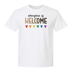 Everyone Is Welcome T-Shirt, Inclusive Heart Graphic Teacher Gift for Equality and Community