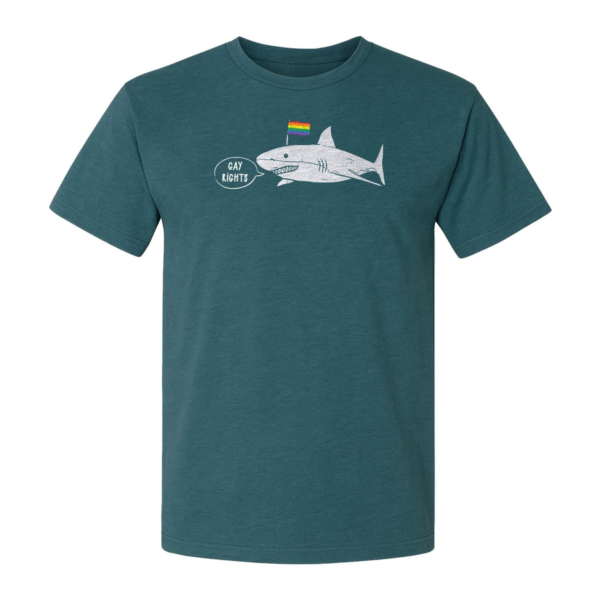 Shark Pride T-Shirt, Gay Rights Rainbow Flag Graphic for LGBTQ Equality Celebrations