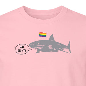 Shark Pride T-Shirt, Gay Rights Rainbow Flag Graphic for LGBTQ Equality Celebrations