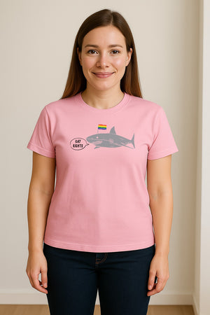 Shark Pride T-Shirt, Gay Rights Rainbow Flag Graphic for LGBTQ Equality Celebrations