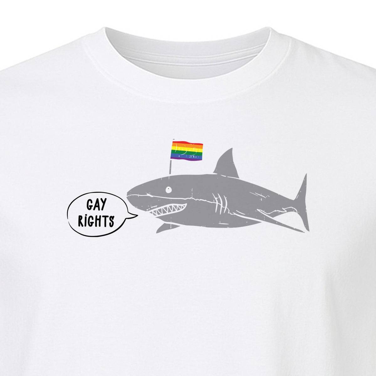 Shark Pride T-Shirt, Gay Rights Rainbow Flag Graphic for LGBTQ Equality Celebrations