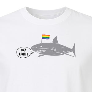 Shark Pride T-Shirt, Gay Rights Rainbow Flag Graphic for LGBTQ Equality Celebrations