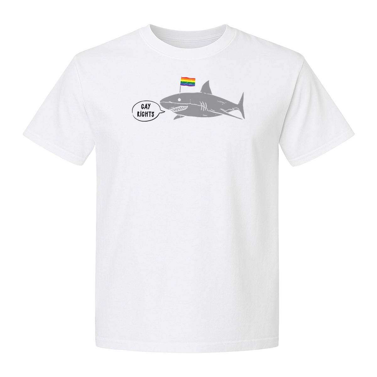 Shark Pride T-Shirt, Gay Rights Rainbow Flag Graphic for LGBTQ Equality Celebrations