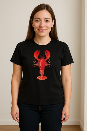 Lobster T-Shirt, Red Coastal Crustacean Graphic for Beach Trips, Seafood Lovers and Summer Vacations